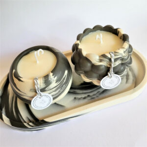Kit velas aromáticas de cera de soja en vasijas lisa, burbujas y vacía bolsillos de resina ecológica ovalado grande